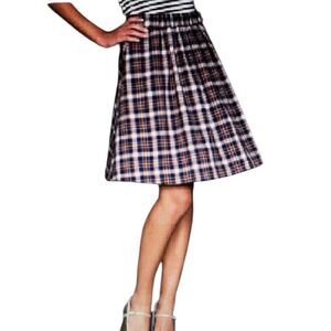 J Crew Tartan Plaid Mini Skirt Wool Cotton Fully Lined Pull On Womens Small